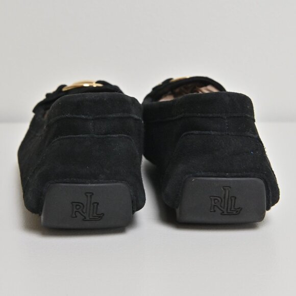 Lauren Ralph Lauren Candace Gold Ring Black Suede Ballet Flats Women's US9.5 UK7 - Picture 7 of 16